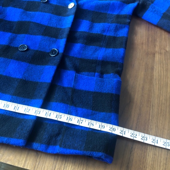 Alice & Urban Oputfitters Blue Buffalo Check Pea Coat ✨Ladies Size S Wool Blend - Picture 10 of 11